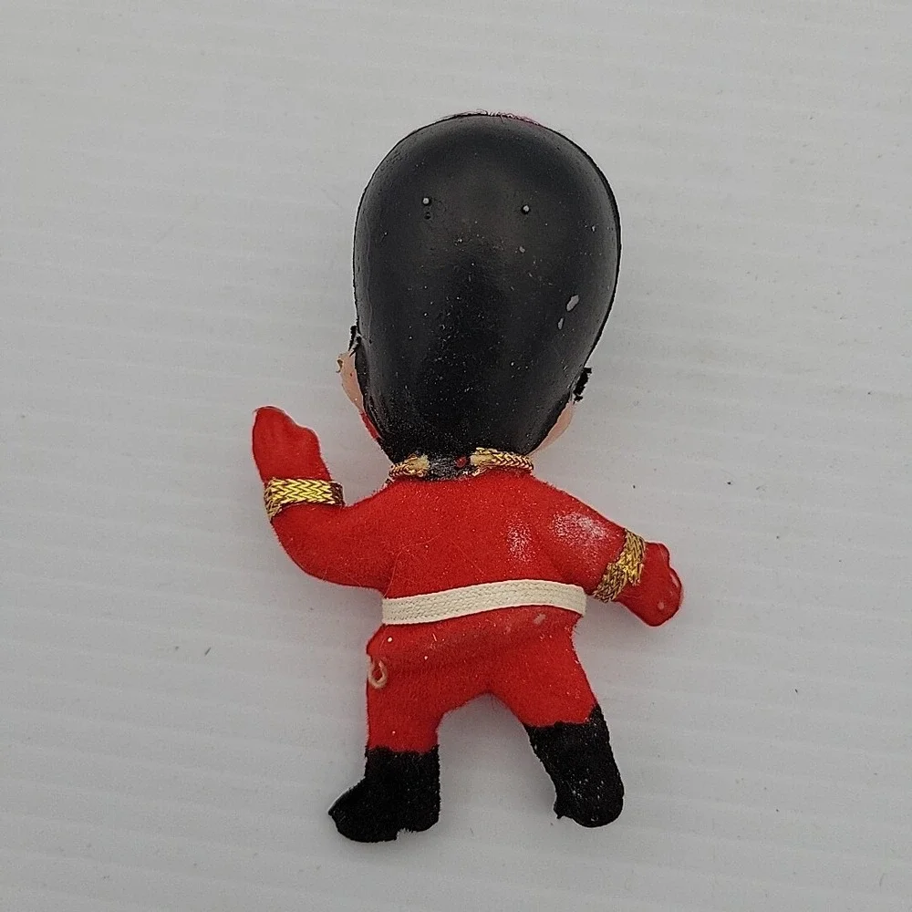Vintage Christmas Plastic Toy Soldiers Ornaments Set Flocked Red Hong Kong